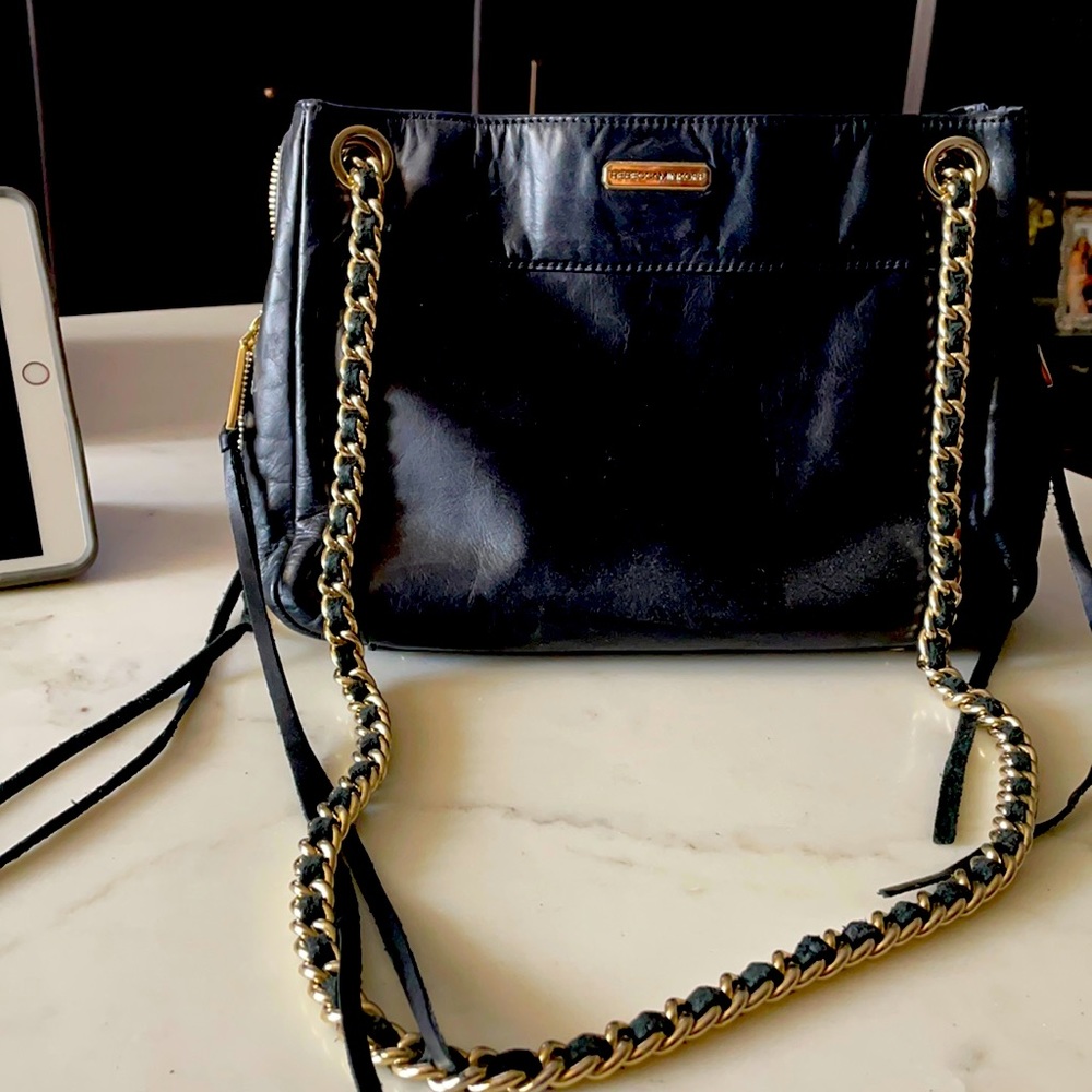 Rebecca Minkhoff leather bag with Gold chains
